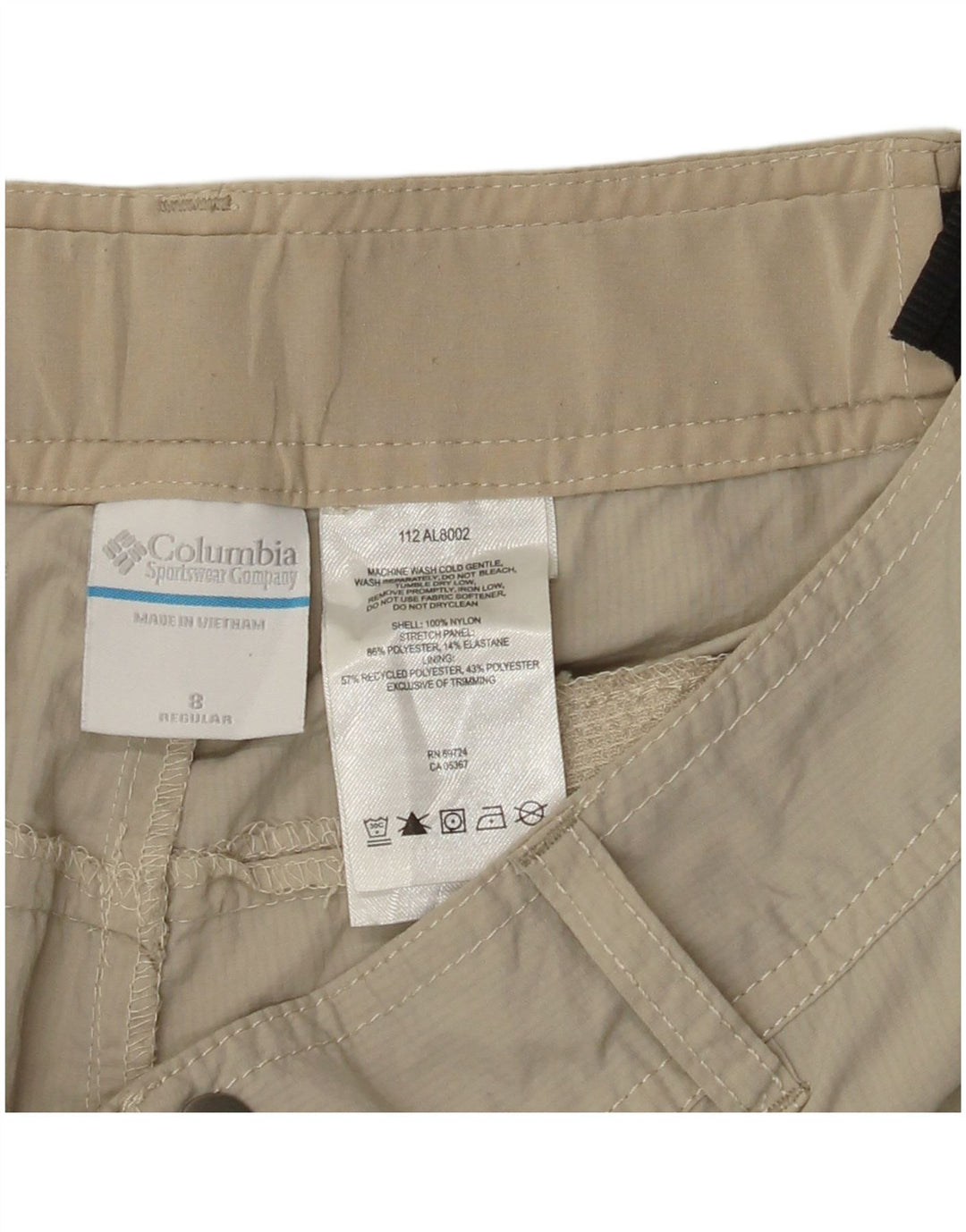 COLUMBIA Pantalon cargo régulier pour femme US 8 Medium W30 L31 Nylon beige