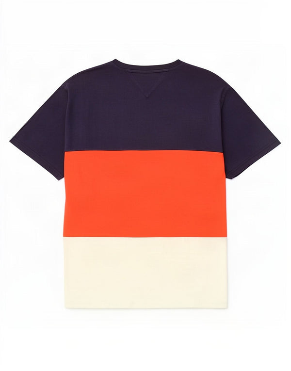 Tommy Hilfiger T-Shirt Homme Top 2XL Bleu Marine Colorblock Coton