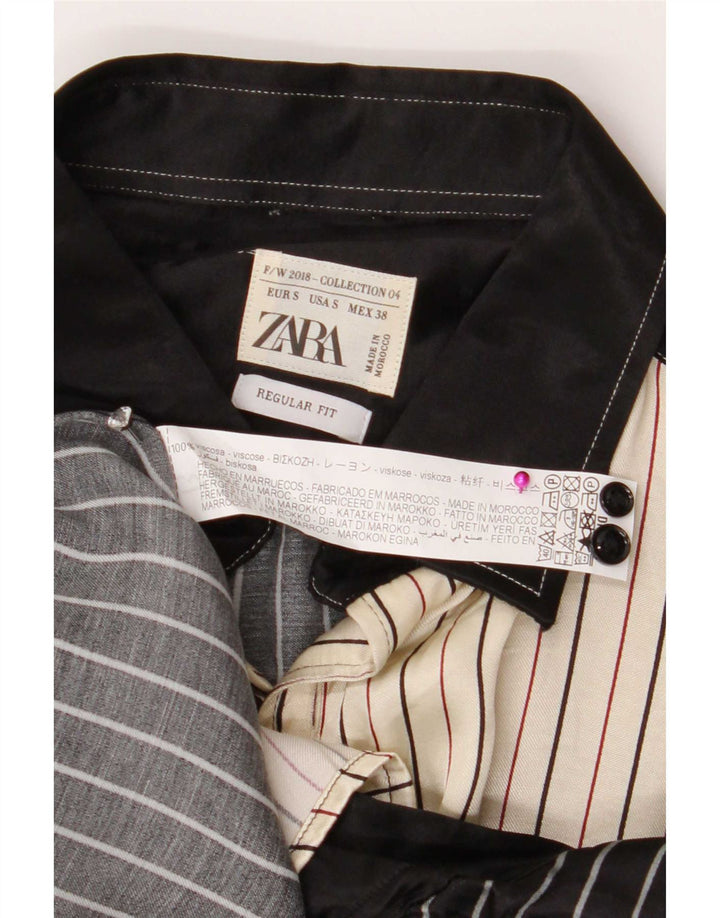 Zara Chemise Regular Fit Petite Viscose Rayée Noire