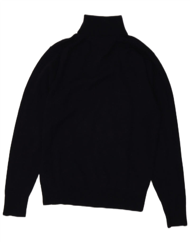 TOMMY HILFIGER Pull à col zippé pour homme Large en laine d'agneau bleu marine