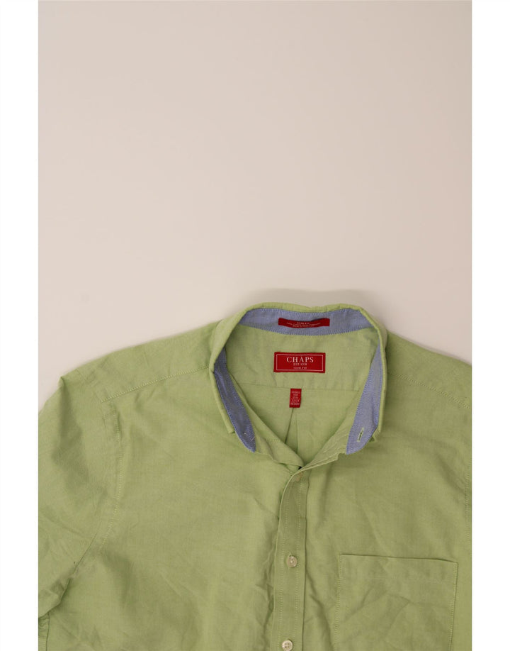 CHAPS Mens Slim Fit Shirt Size 15 1/2 Medium Green Cotton Vintage Chaps and Second-Hand Chaps from Messina Hembry 