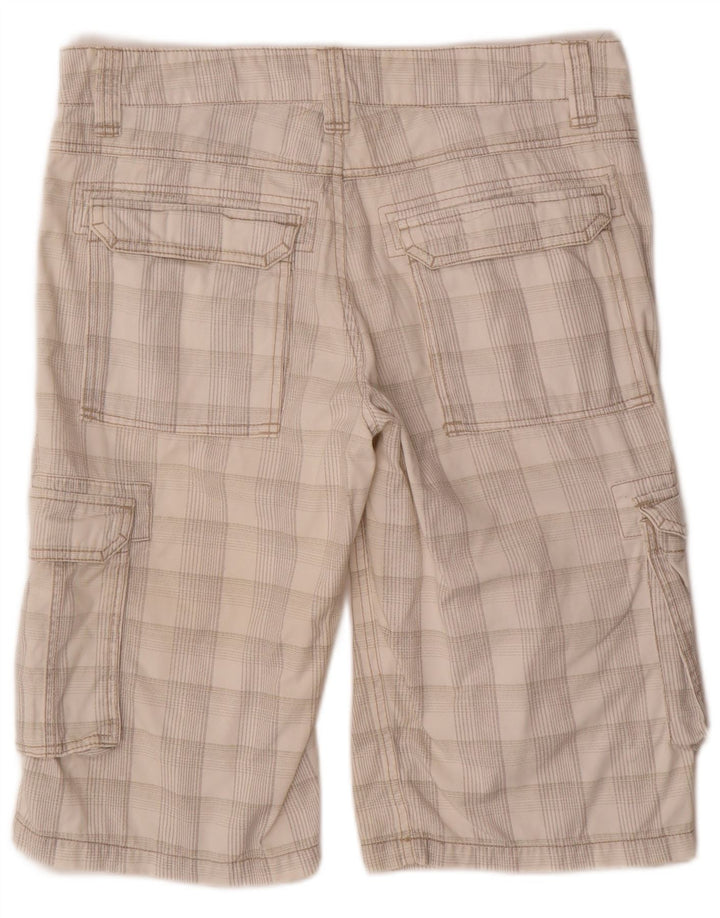 CLOCK HOUSE Short cargo pour homme W32 en coton à carreaux blanc cassé moyen