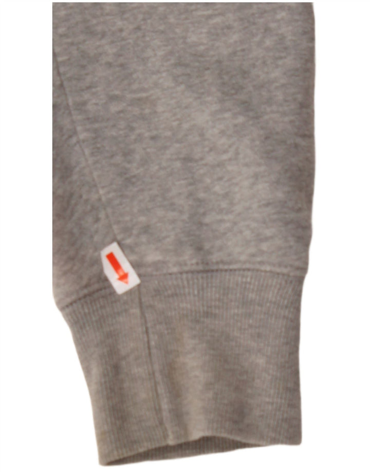 JACK WILLS Mens Graphic Hoodie Jumper Small Grey Cotton