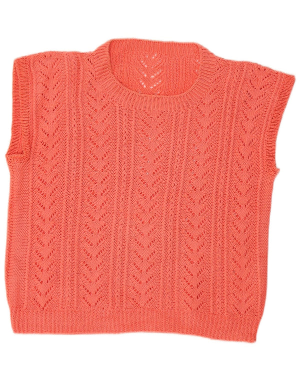 VINTAGE Femme Gilet Débardeur UK 12 Rose Moyen