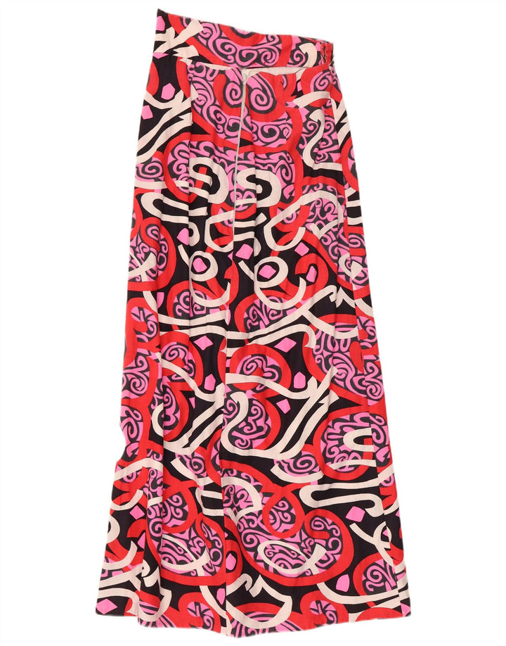 vintage Femmes Motif Abstrait Maxi Jupe XS W24 Multicolore
