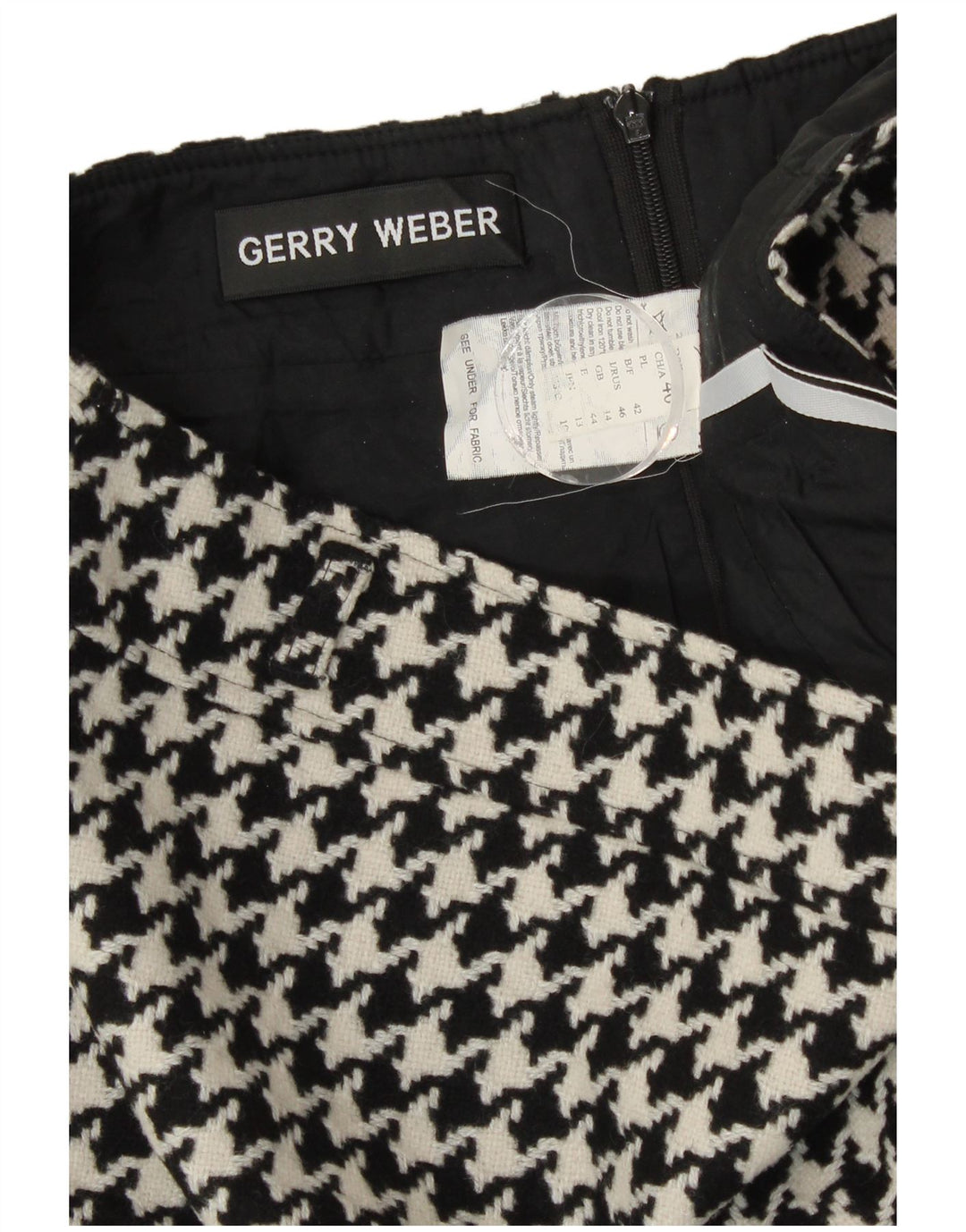 Gerry Weber Jupe crayon pour femme UK 14 Large W30 Laine pied-de-poule noire