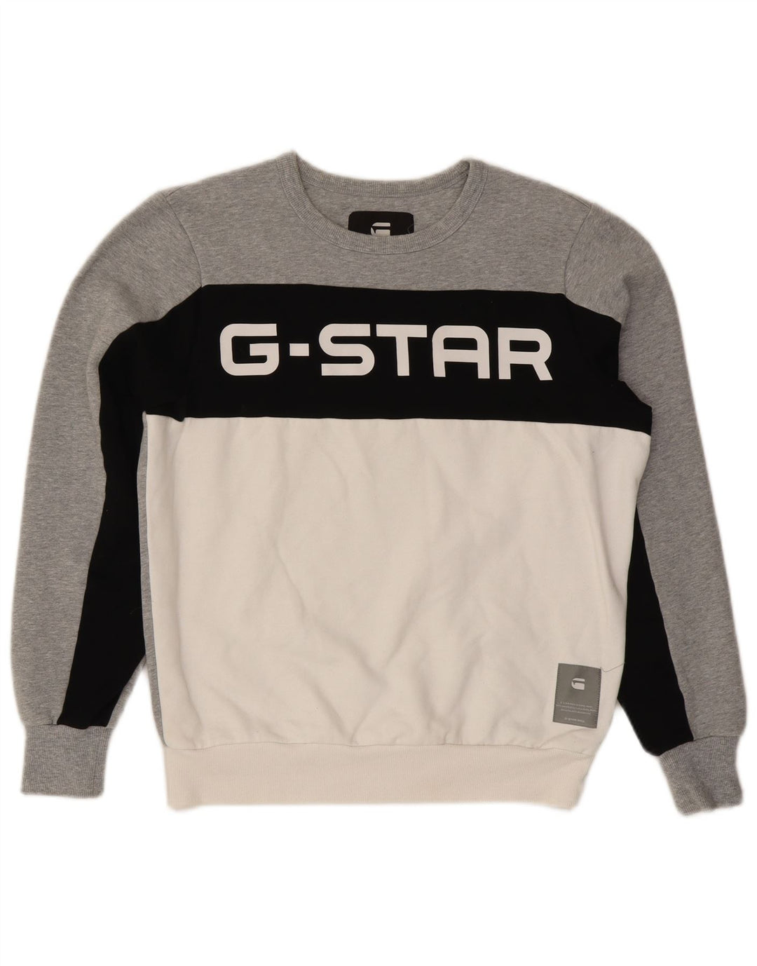 G-STAR Sweat-Shirt Graphique Homme Gris Moyen Polyester Colorblock
