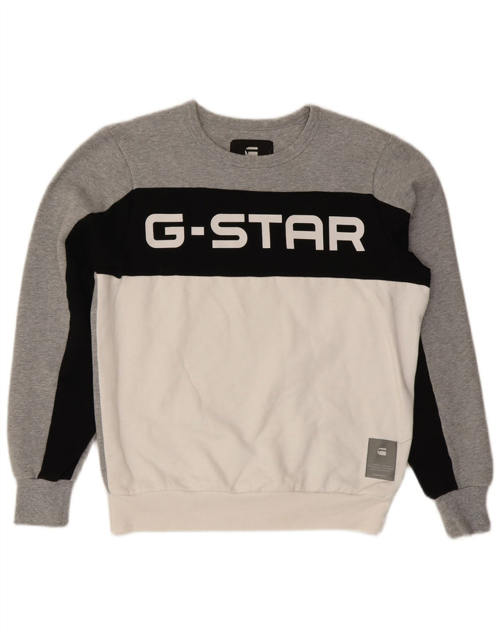G-STAR Sweat-Shirt Graphique Homme Gris Moyen Polyester Colorblock