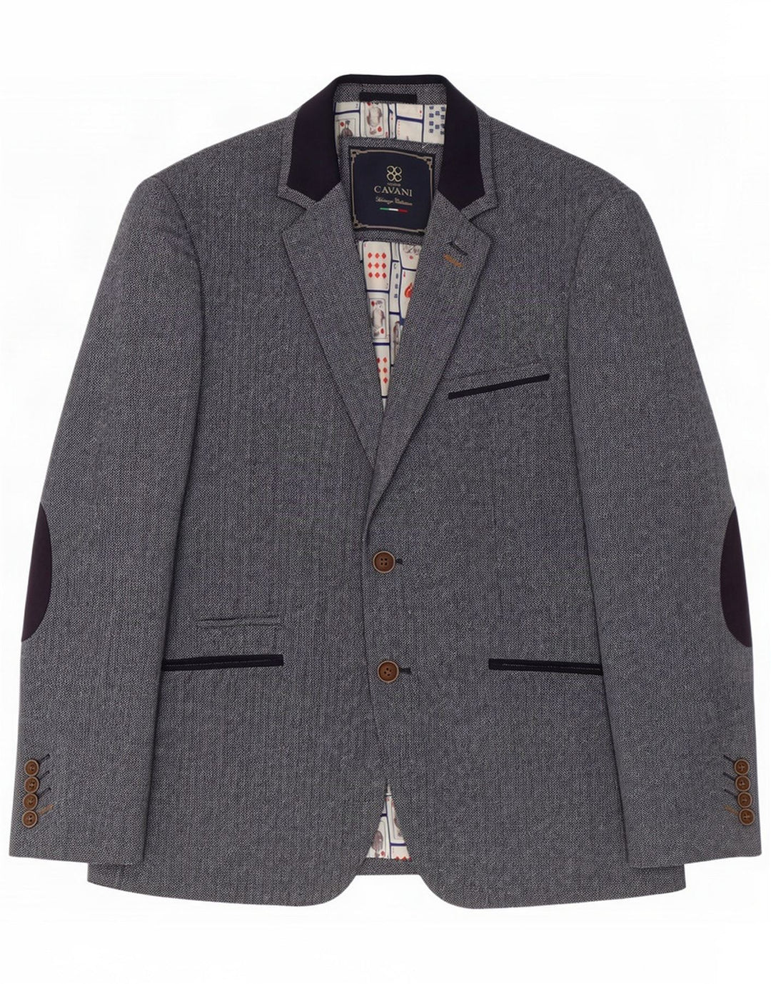 Cavani Veste blazer à 2 boutons pour homme UK 40 Grand gris à chevrons Polyester