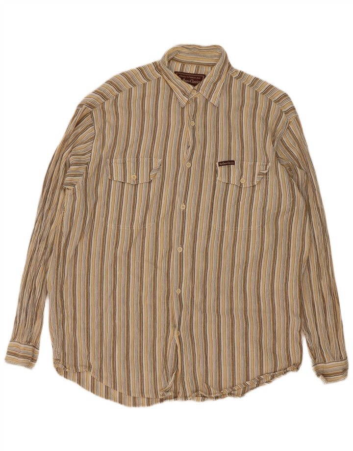 Marlboro Classics Chemise Homme Large Coton Rayé Marron