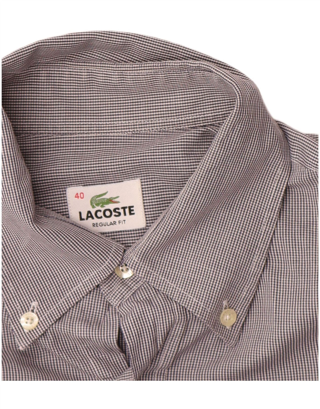 Lacoste Chemise coupe régulière pour homme Taille 40 Coton à fines rayures gris moyen