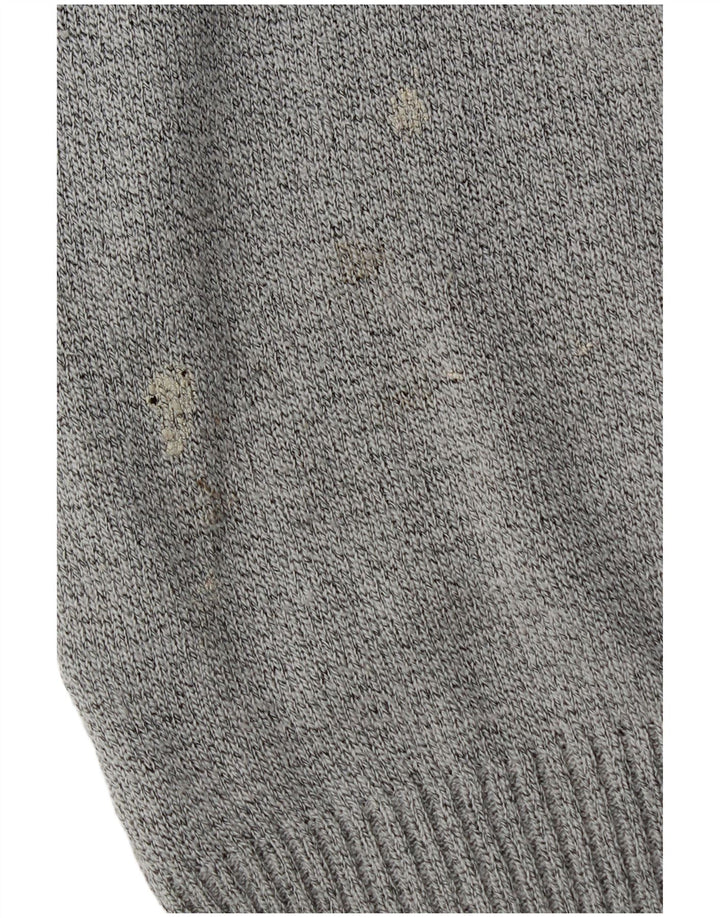 vintage Mens Polo Neck Jumper Pull Moyen Gris Géométrique