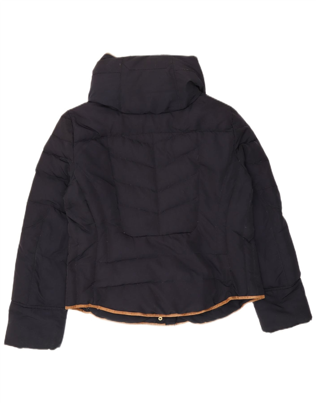 Zara Veste matelassée à capuche pour femme UK 18 XL Bleu marine Polyester