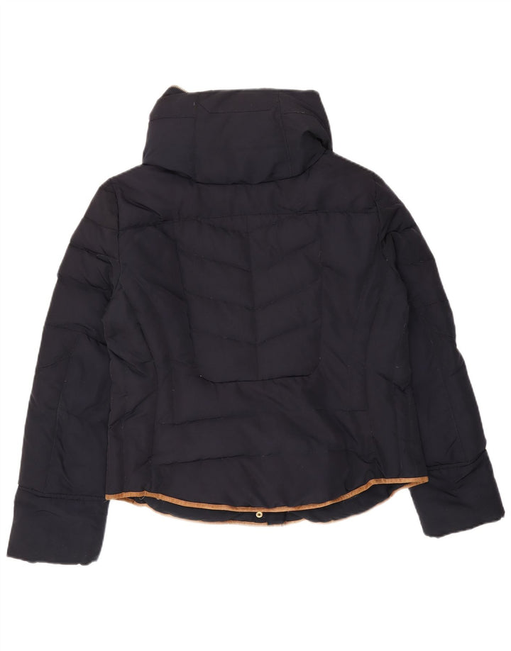 Zara Veste matelassée à capuche pour femme UK 18 XL Bleu marine Polyester