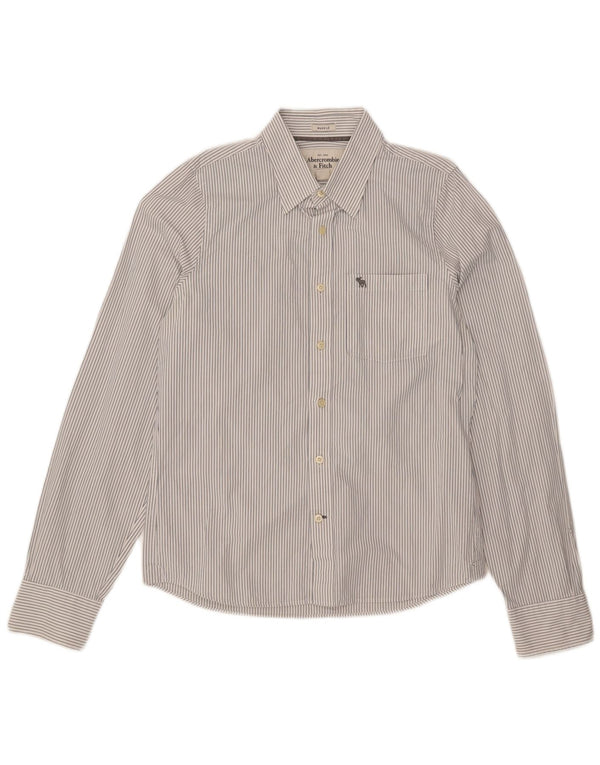 Abercrombie & Fitch Chemise musclée XL en coton blanc à fines rayures pour homme