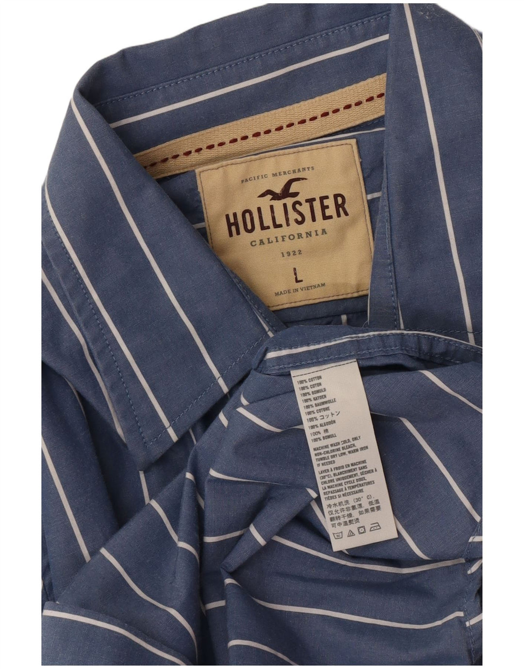 Hollister Chemise Homme Large Bleu Rayé Coton