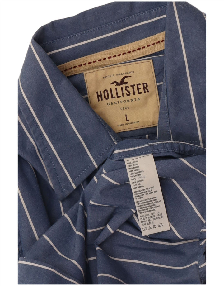 Hollister Chemise Homme Large Bleu Rayé Coton