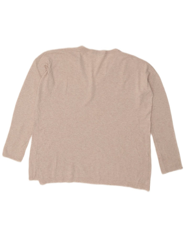 Zara Pull surdimensionné à col en V pour femme UK 14 Beige moyen