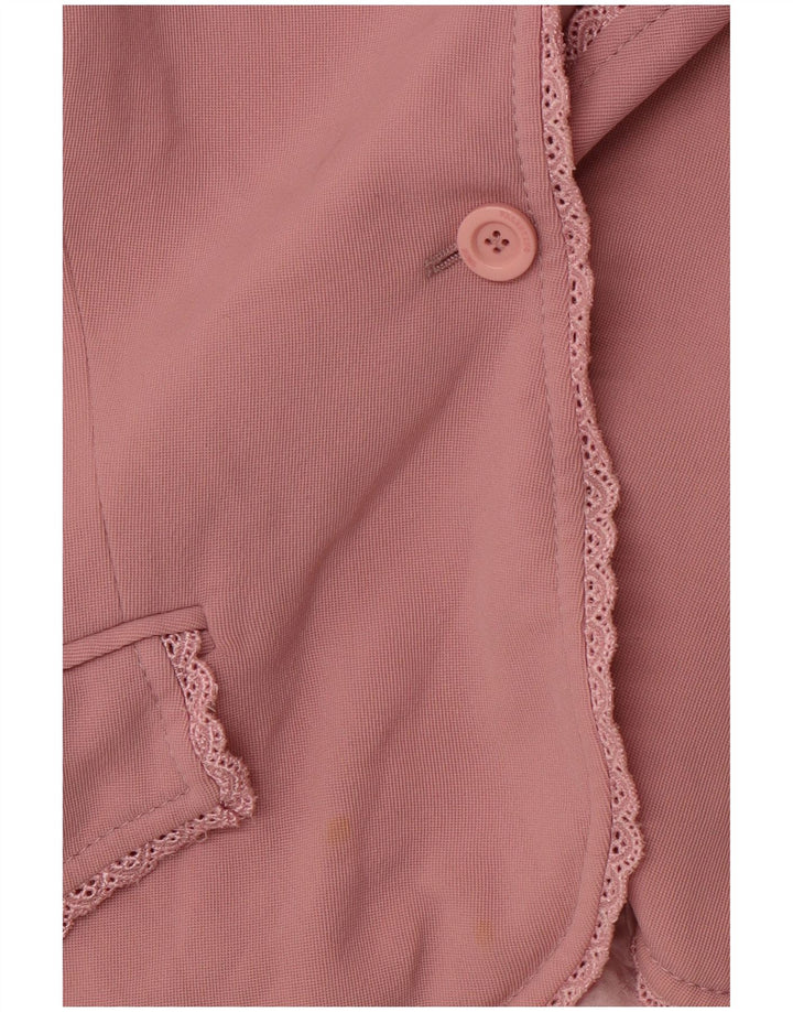 VALENTINO Veste Blazer 1 Bouton Femme UK 14 Laine Vierge Rose Moyen