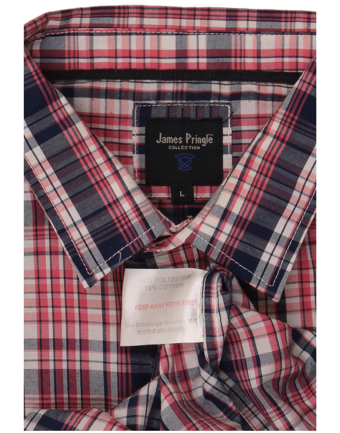 James Pringle Chemise à manches courtes pour homme en polyester à grands carreaux rouges
