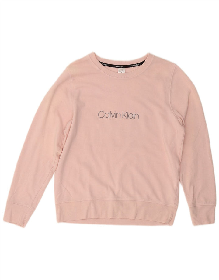 CALVIN KLEIN Sweat-shirt graphique pour femme UK 14 Coton rose moyen