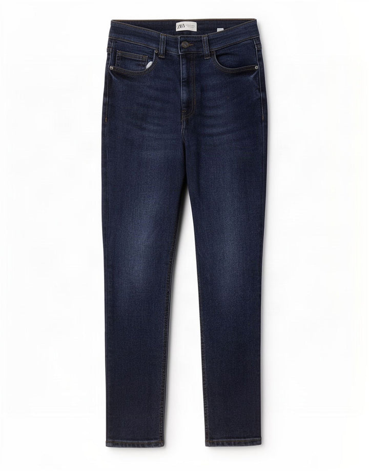 Zara Femme Jean Slim Moyen W28 L27 Bleu Coton