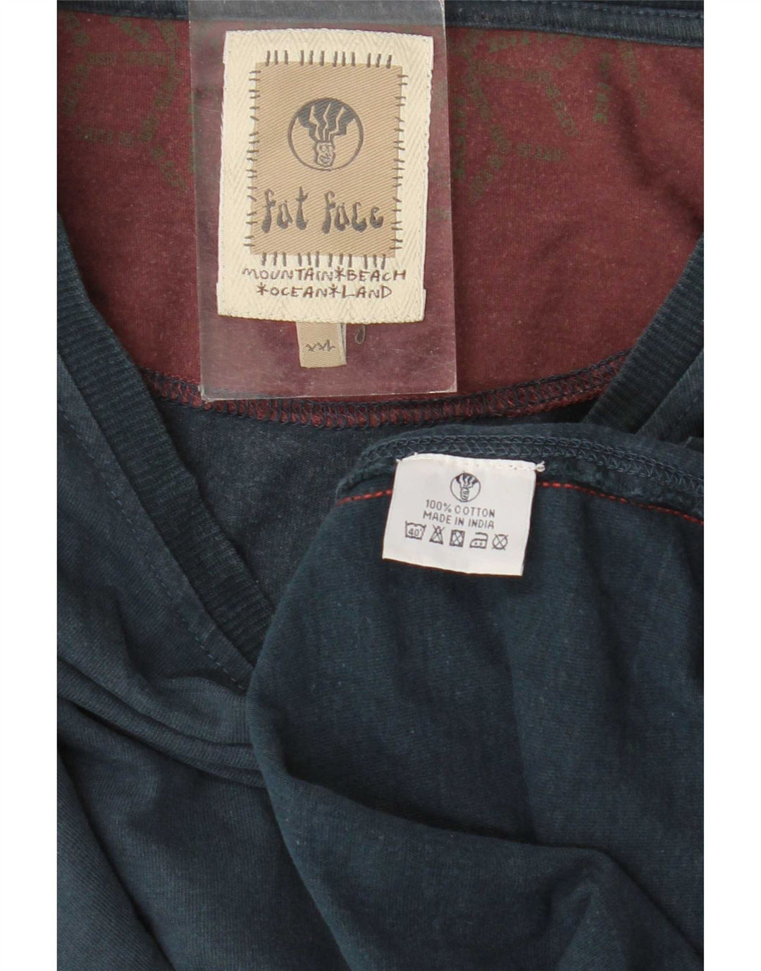 Fat Face Haut Graphique Homme Manches Longues 2XL Bleu Marine Coton