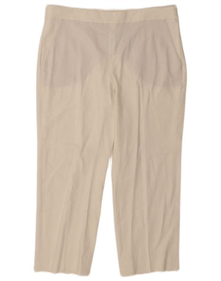 Massimo Dutti Pantalon Capri Femme EU 42 Large W32 L23 Viscose Blanc