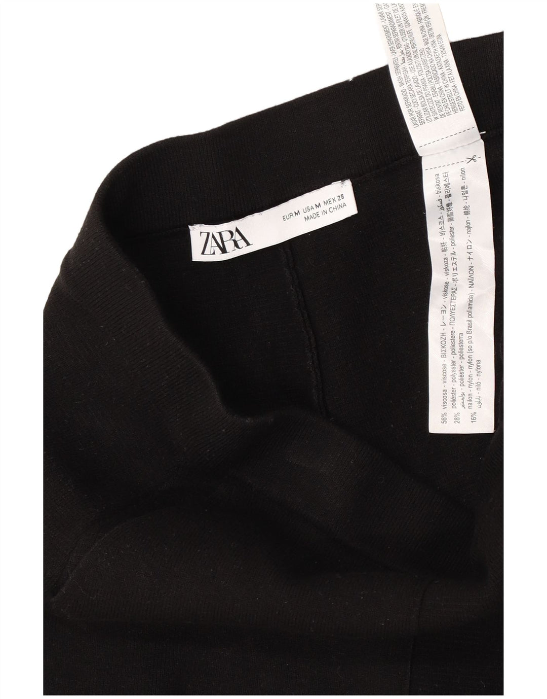 Zara Femme Pantalon Court Moyen W28 L24 Noir Viscose