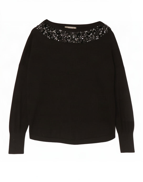 Oasis Pull col bateau pour femme UK 14 Medium Noir Viscose