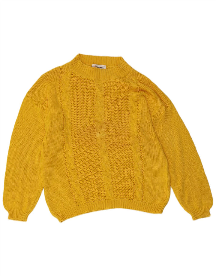 STEFANEL Pull col roulé pour femme UK 14 Large Jaune