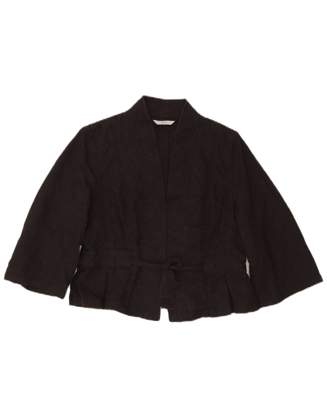Marks & Spencer Veste boléro à manches 3/4 pour femme avec nœud sur le devant, taille 16, noir