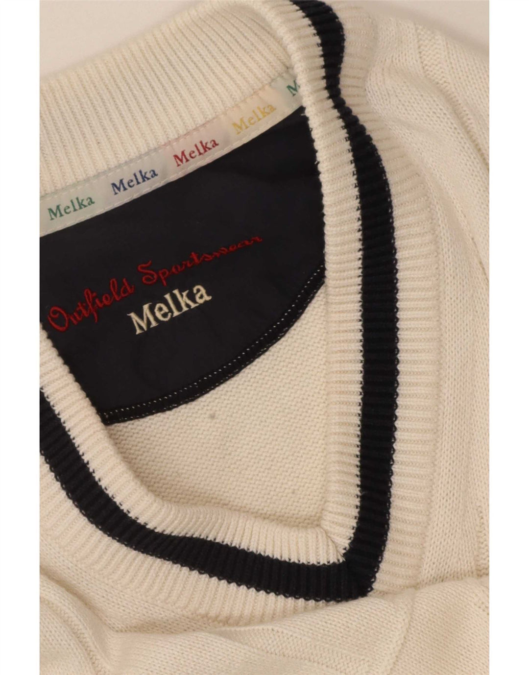 Melka Pull Col V Homme XL Beige Colorblock