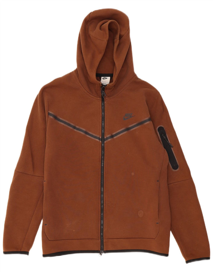 Nike Pull à capuche zippé pour homme Grand coton marron