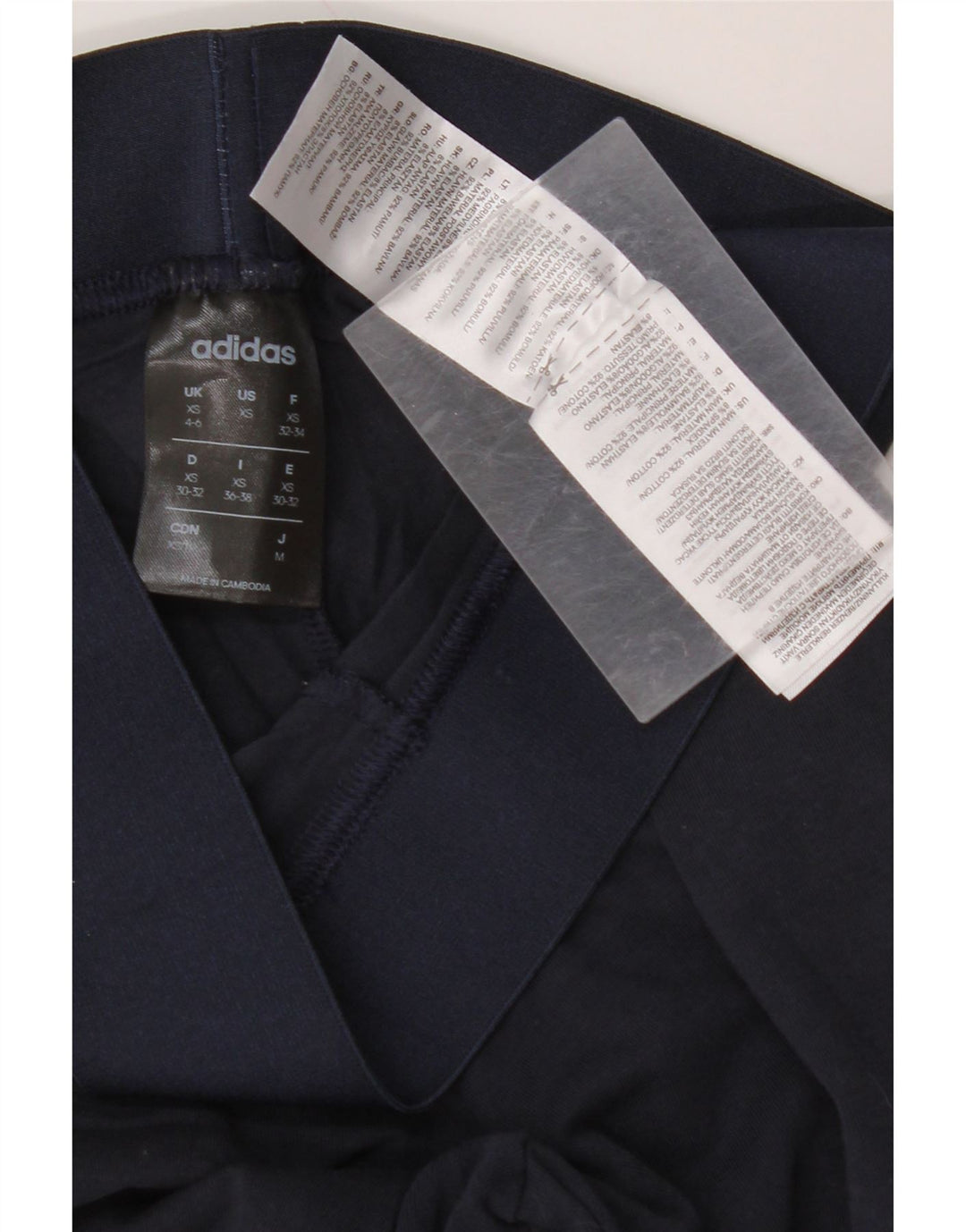 ADIDAS Leggings Femme UK 4/6 XS Bleu Marine Coton