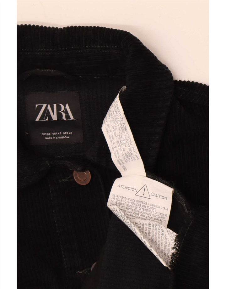 Zara Veste surdimensionnée en velours côtelé pour femme UK 6 XS Coton noir