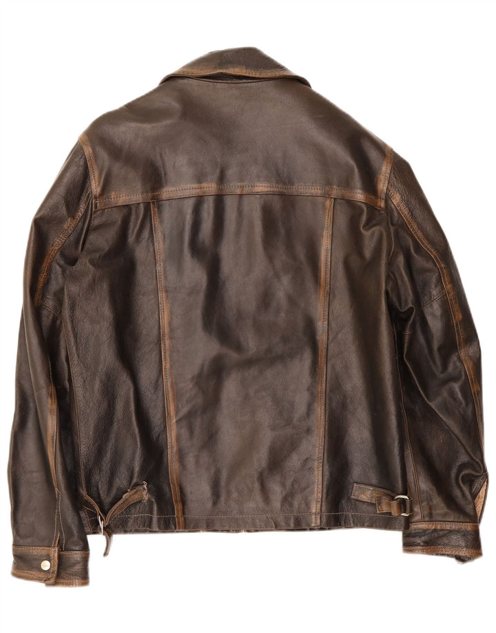 veste en cuir homme vintage IT 48 Marron moyen