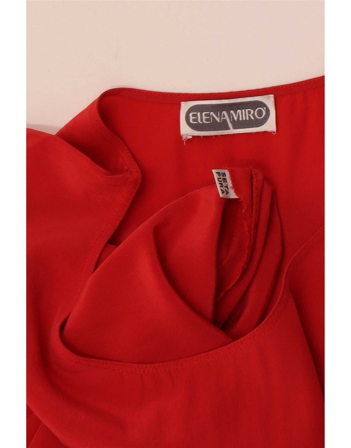 ELENA MIRO Chemisier sans manches pour femme UK 16 Grande soie rouge