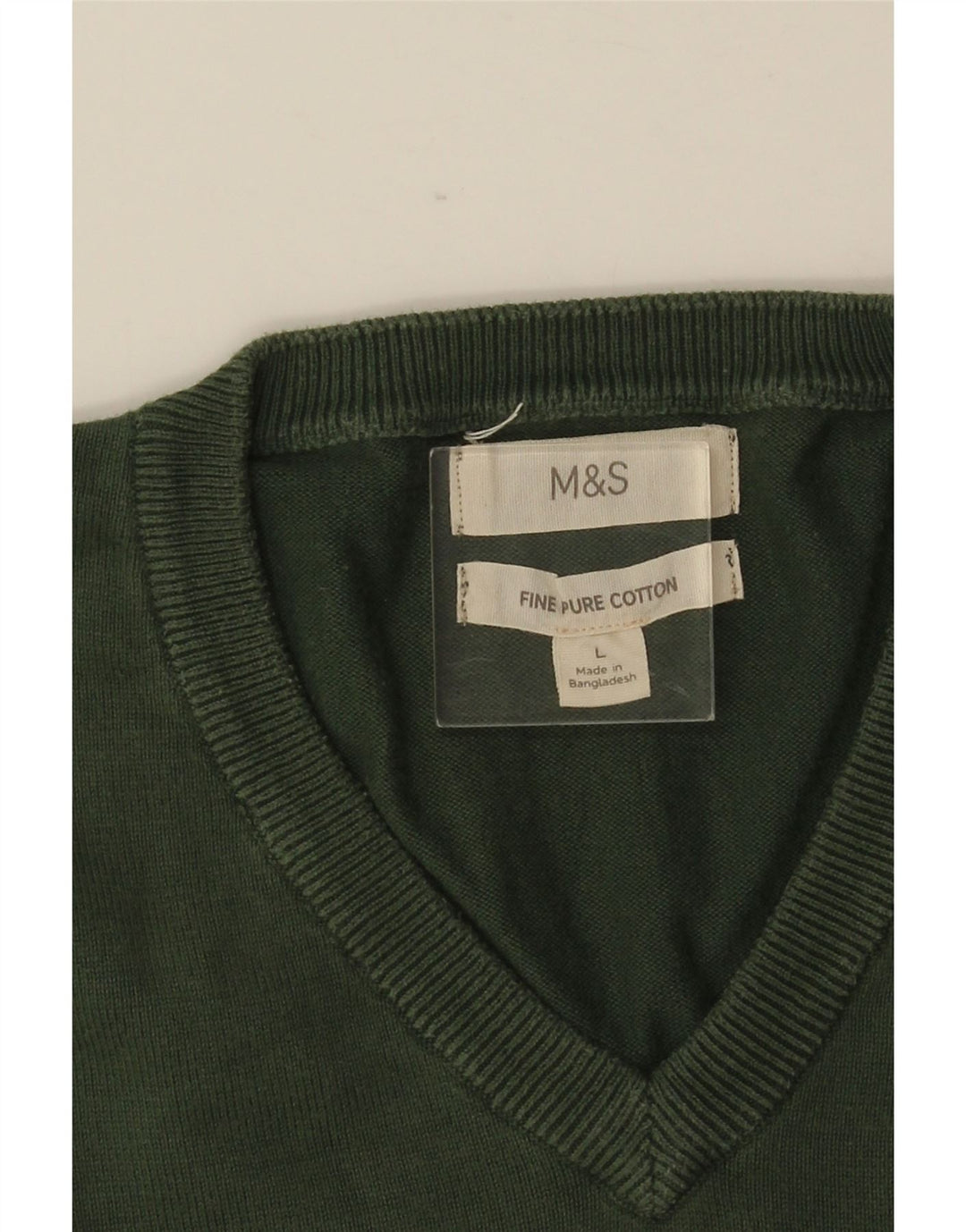 MARKS & SPENCER Pull col V pour homme en coton vert Taille L