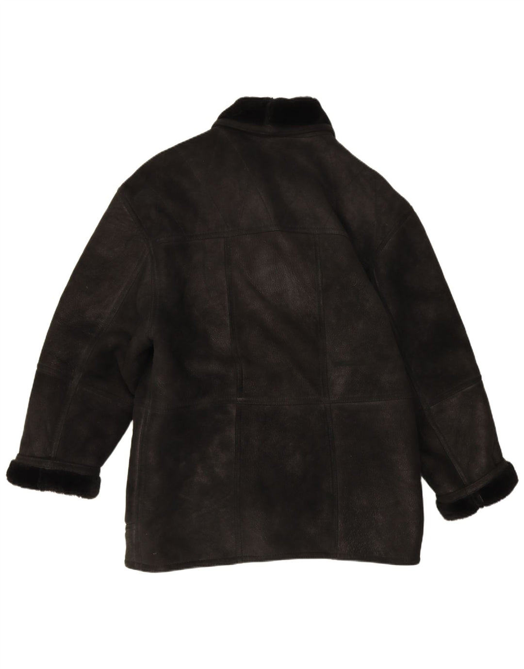 veste en peau de mouton homme vintage IT 54 2XL peau de mouton noire