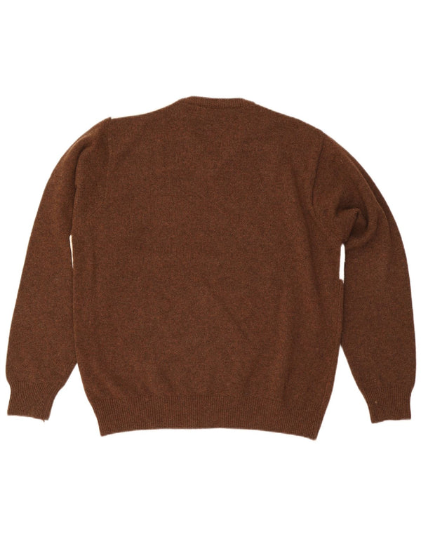 vintage Mens V-Col Jumper Pull Grand Marron Argyle/Diamant