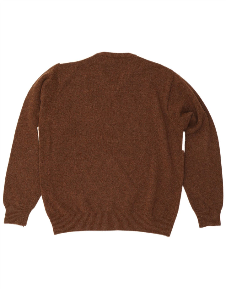 vintage Mens V-Col Jumper Pull Grand Marron Argyle/Diamant