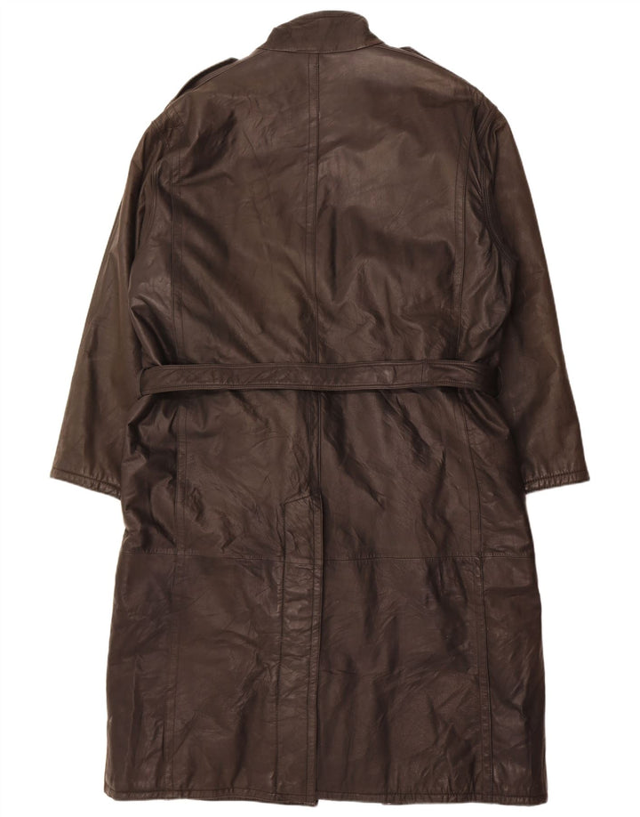 Manteau en cuir militaire vintage pour hommes IT 56 3XL Noir