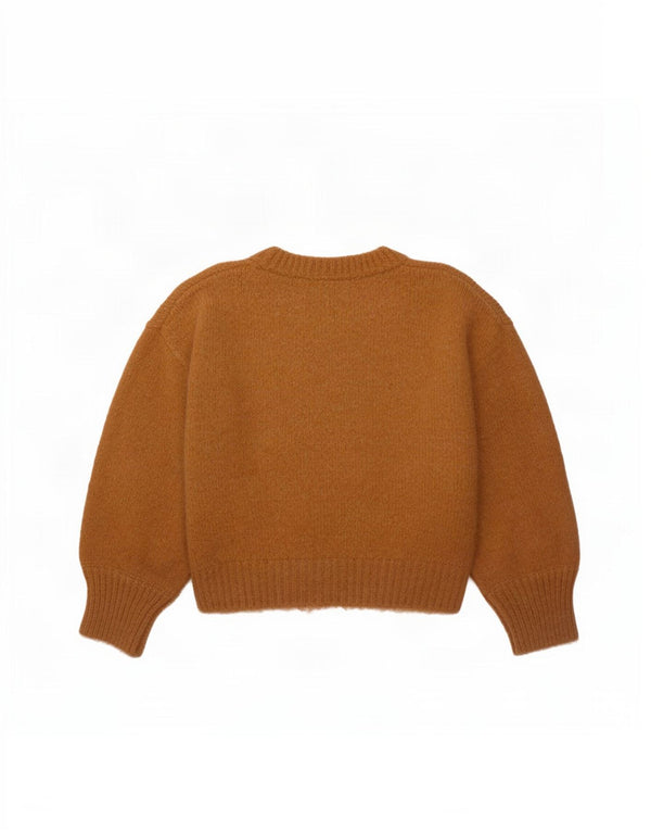 Zara Pull court à col rond pour femme UK 16 Grand nylon marron