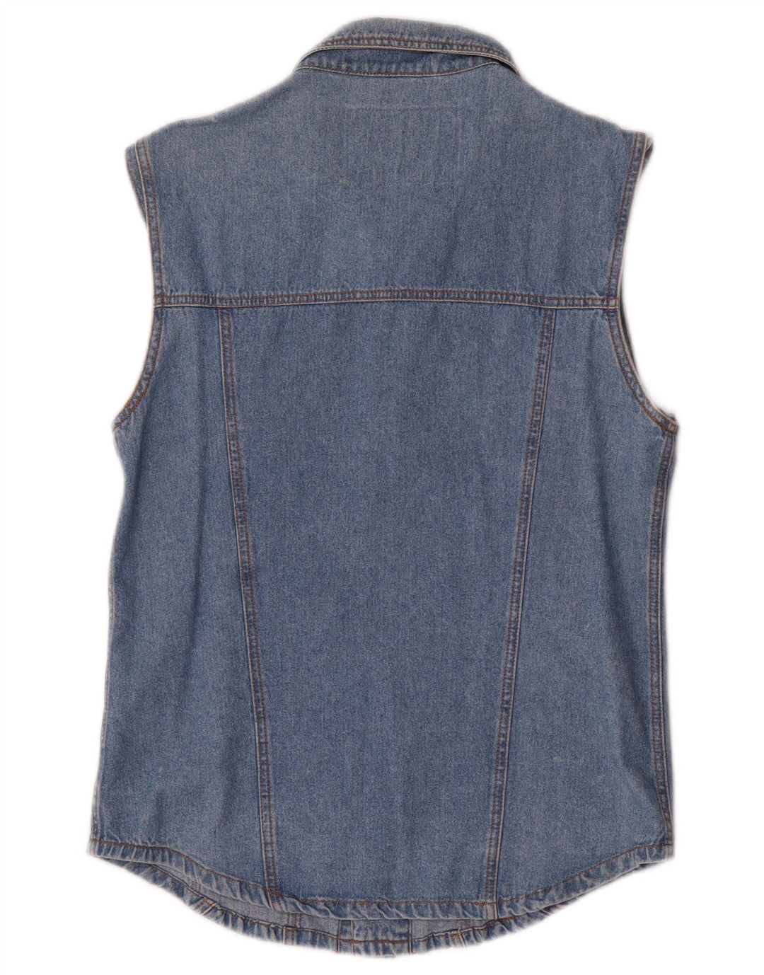 vintage Mens Denim Gilet UK 38 Coton Bleu Moyen