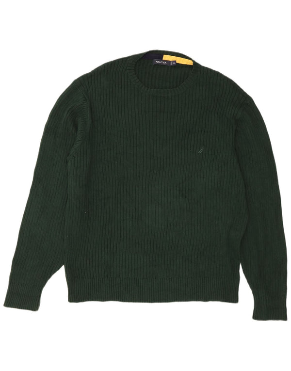 Nautica Pull à col rond pour homme en coton vert 2XL