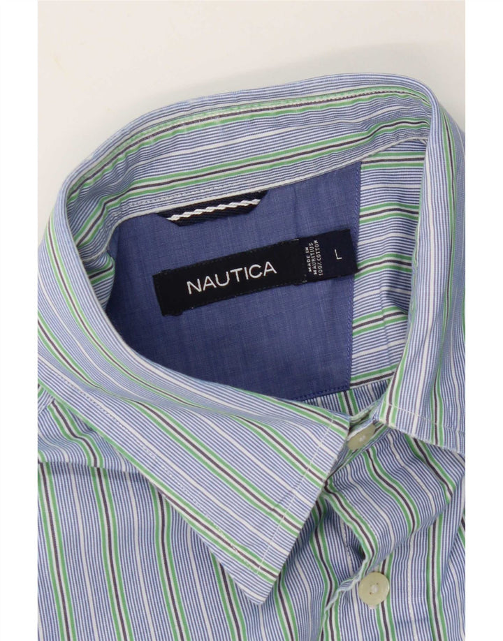 Nautica Chemise Homme Large Bleu Rayé Coton