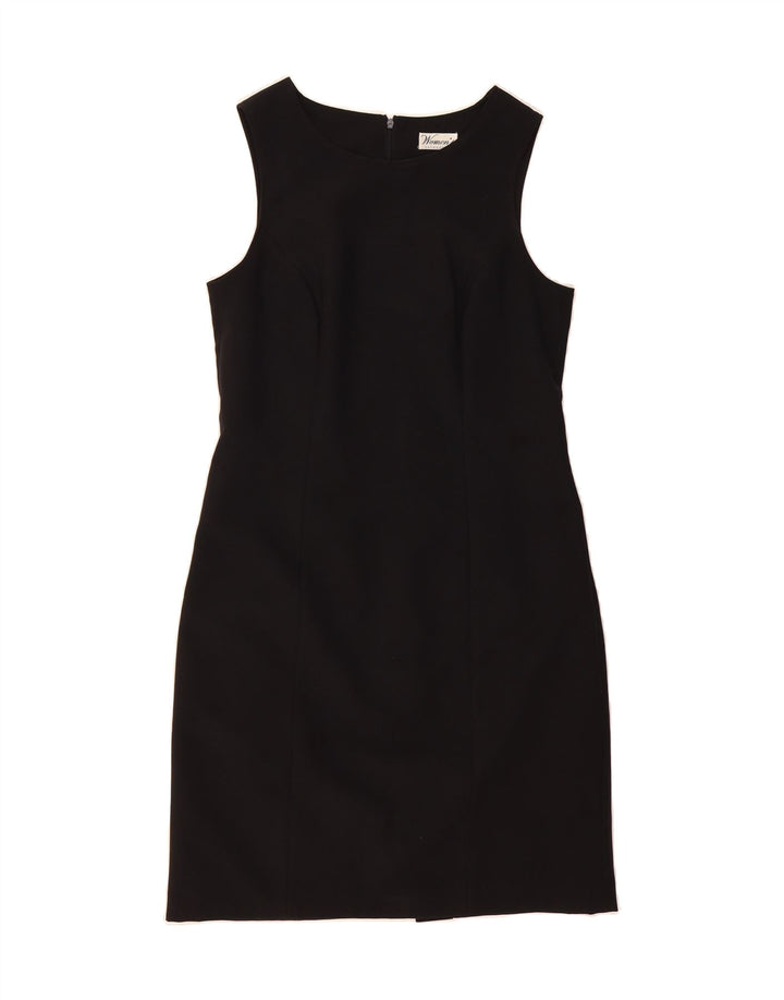 VINTAGE Womens Sleeveless Sheath Dress UK 14 Medium Black Polyester Vintage Vintage and Second-Hand Vintage from Messina Hembry 