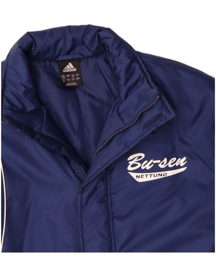 Adidas Mens Graphic Windbreaker Jacket UK 38/40 Medium Blue Polyester