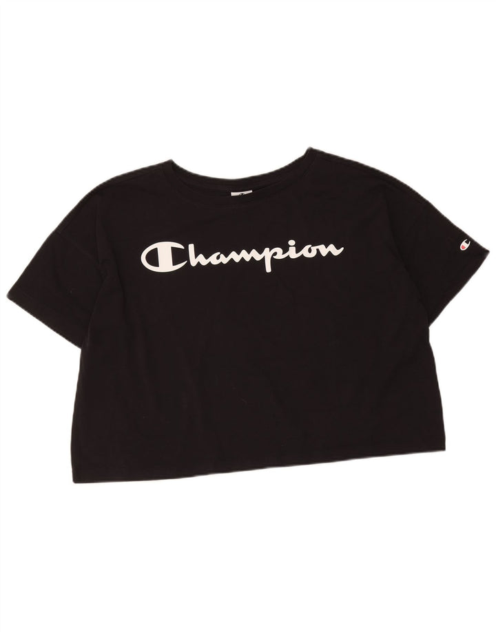 Champion T-shirt court surdimensionné pour femme UK 14 Noir moyen